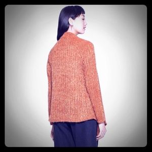 Orange fuzzy cardigan sweater womens